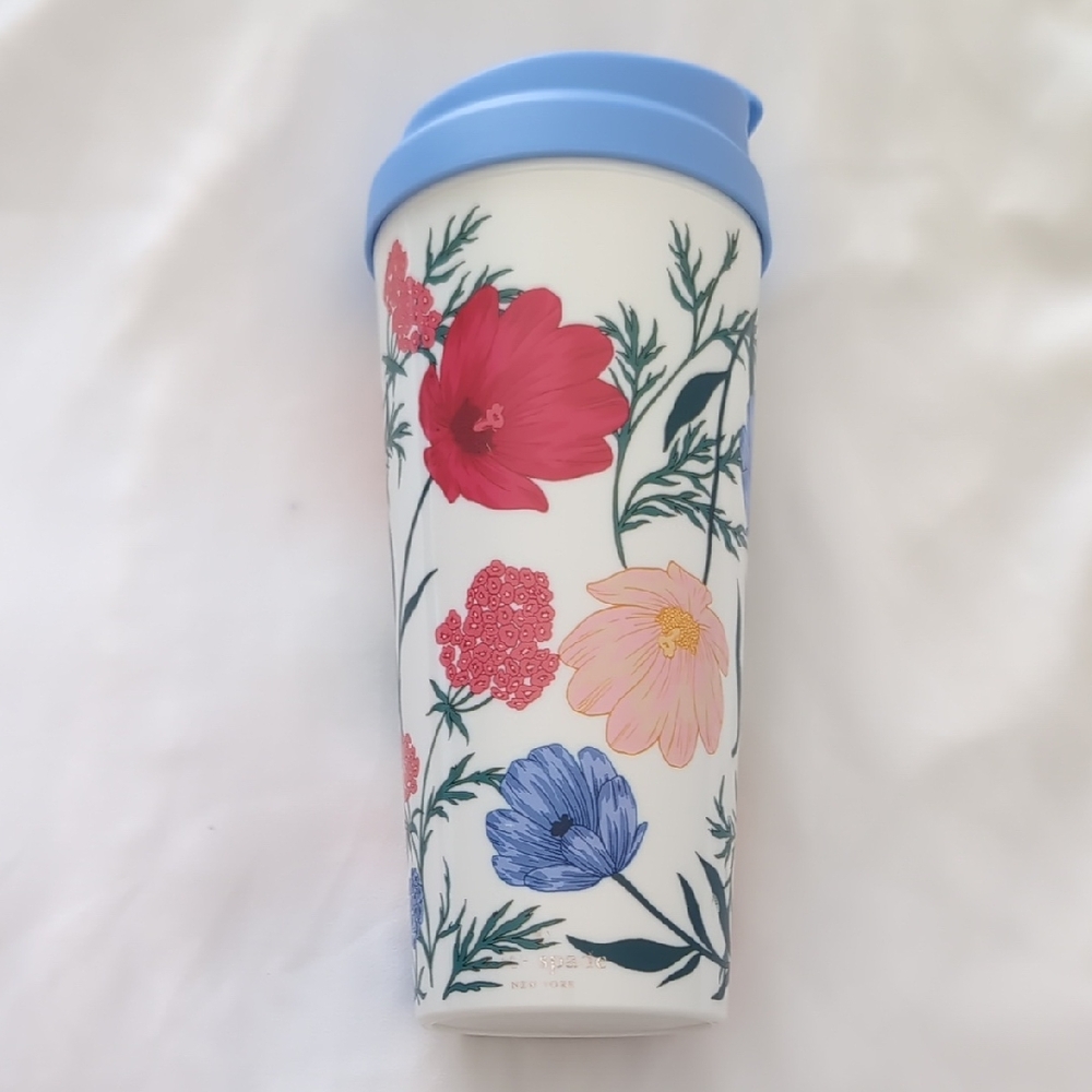 Kate Spade - Floral Travel Mug with Blue Lid